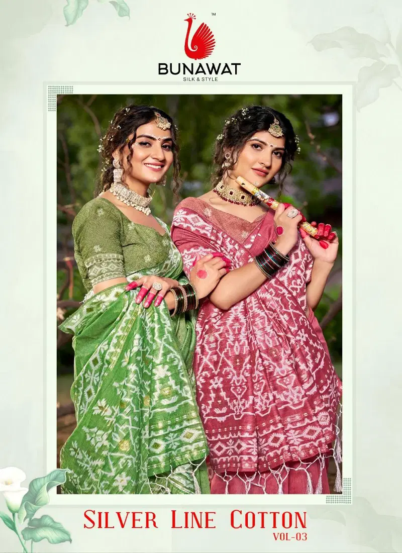 Silver Line Cotton Vol 3 By Bunawat Designer Wedding Sarees Wholesale Online